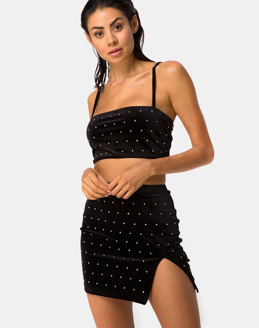 Cheri Split Rock in Diamante Schwarz