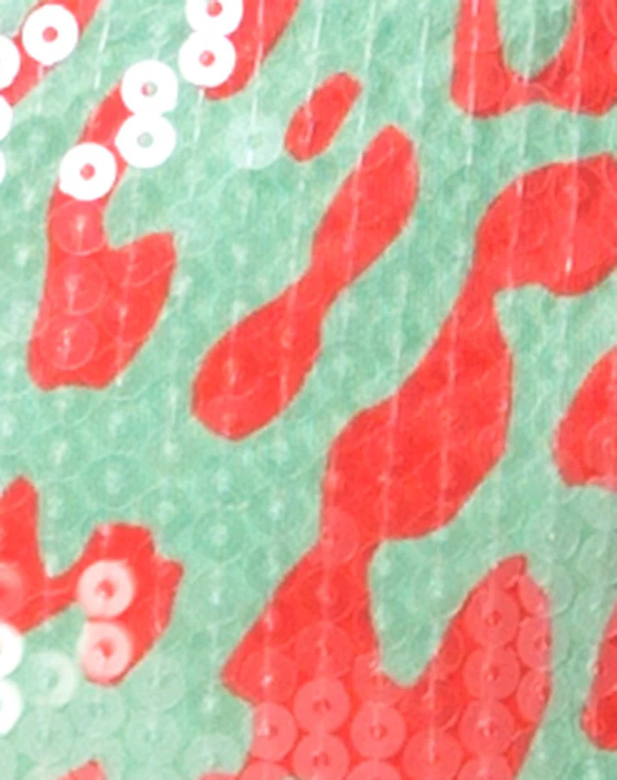 Cherish Rock in Fluro Leopard mit klarem Paillettenbesatz - Image 5