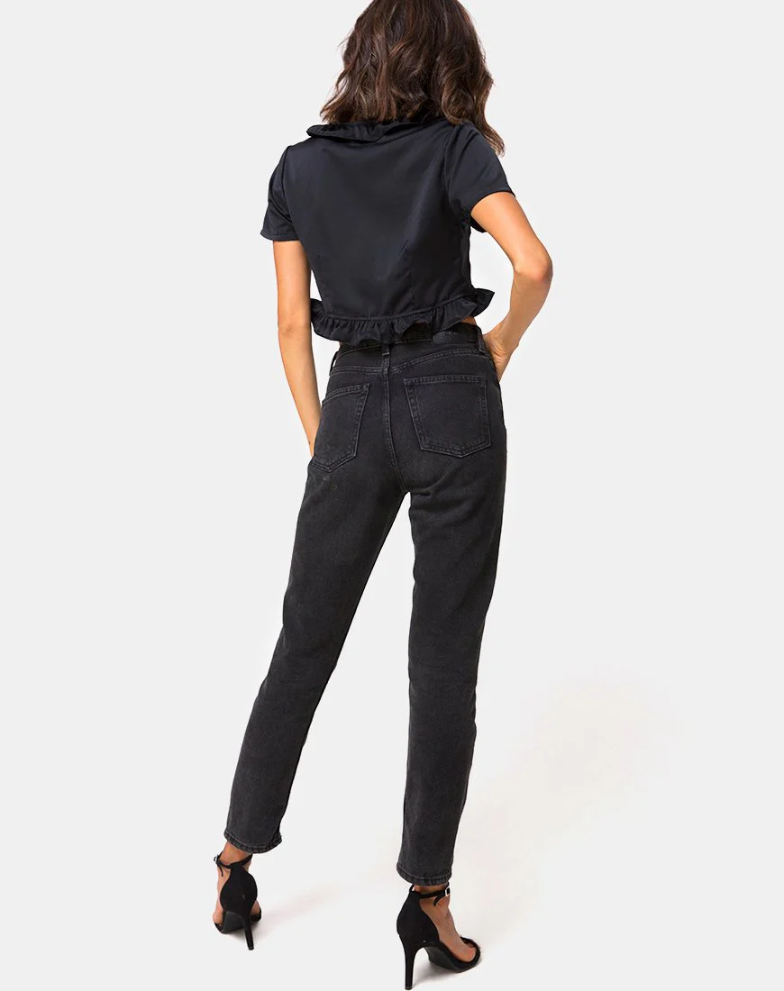 Chisa Top aus schwarzem Satin - Image 4