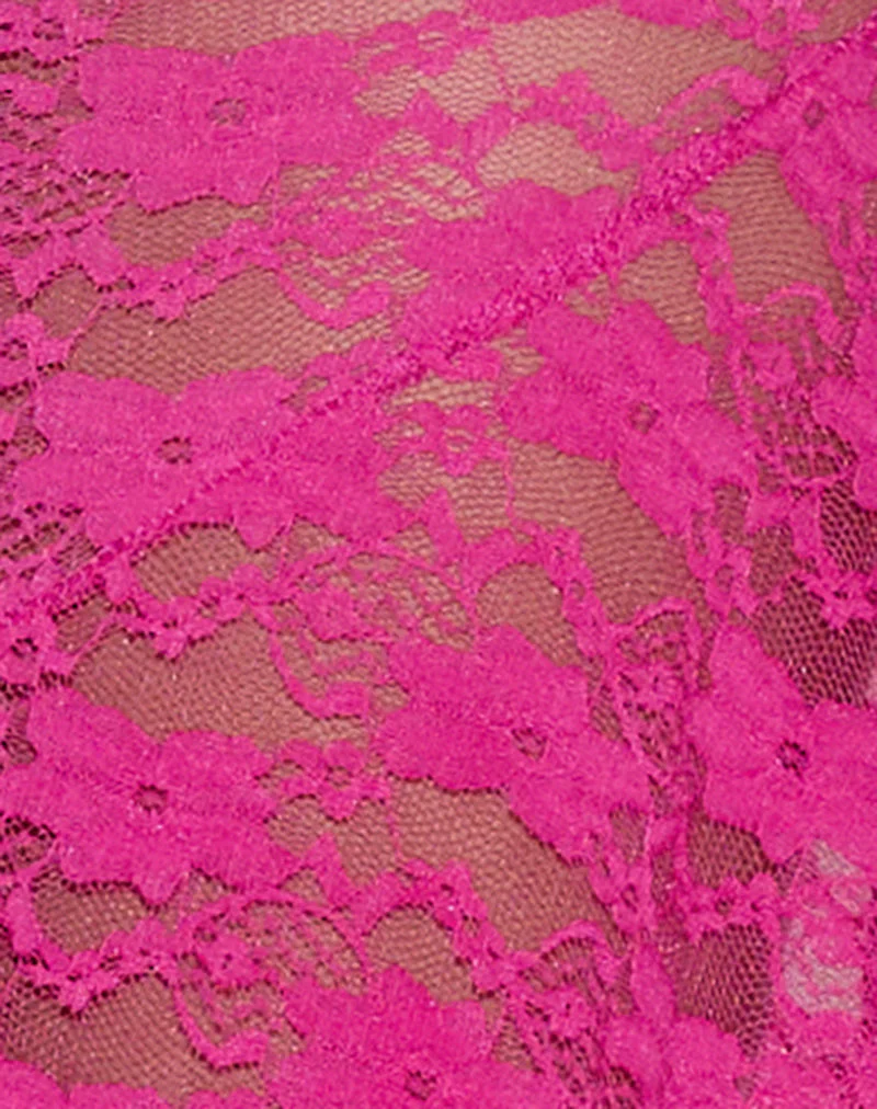 Cinta Midirock mit tiefem Ausschnitt aus Orchideen-Spitze in Pink - Image 5