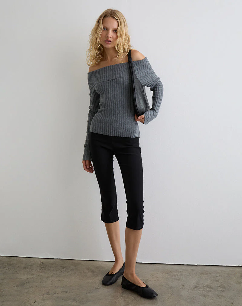 Circe Gestricktes Bardot-Top in Grau - Image 5