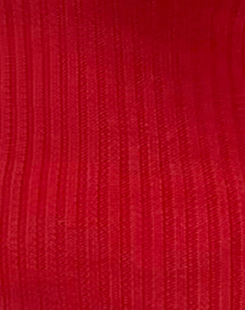 Circe Off-Shoulder Langarm-Strick-Top in Rot - Image 6