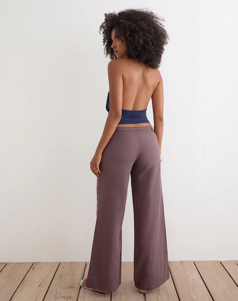 Cisaw Trouser in Linen Deep Taupe Brown - Image 4