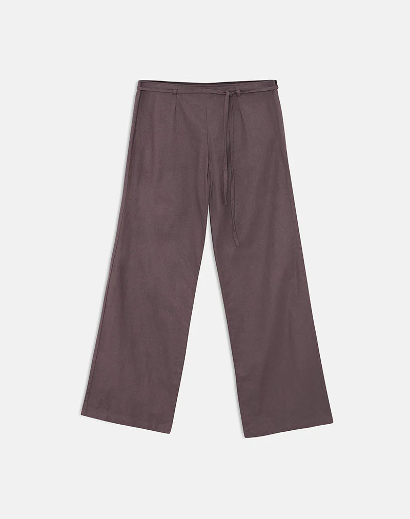 Cisaw Trouser in Linen Deep Taupe Brown - Image 5