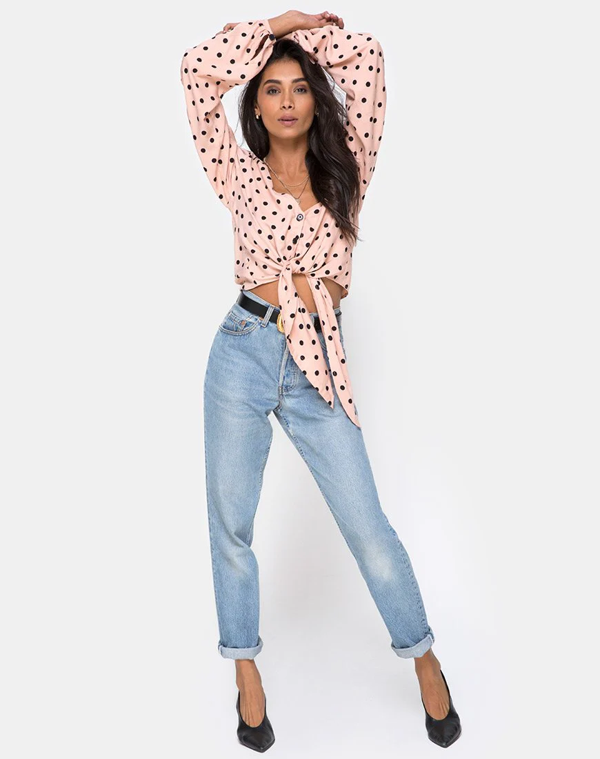 Citra Top in New Polka Nude Schwarz - Image 3