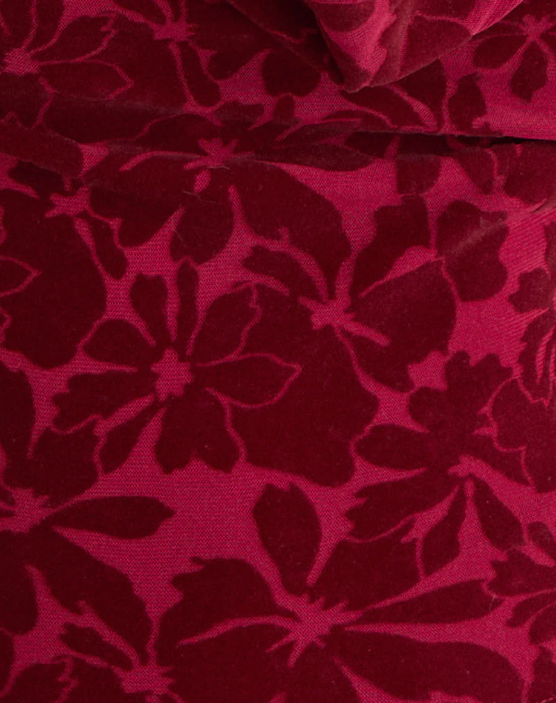 Clandy Cowl Top aus beflocktem Mesh Flower Cherry - Image 5
