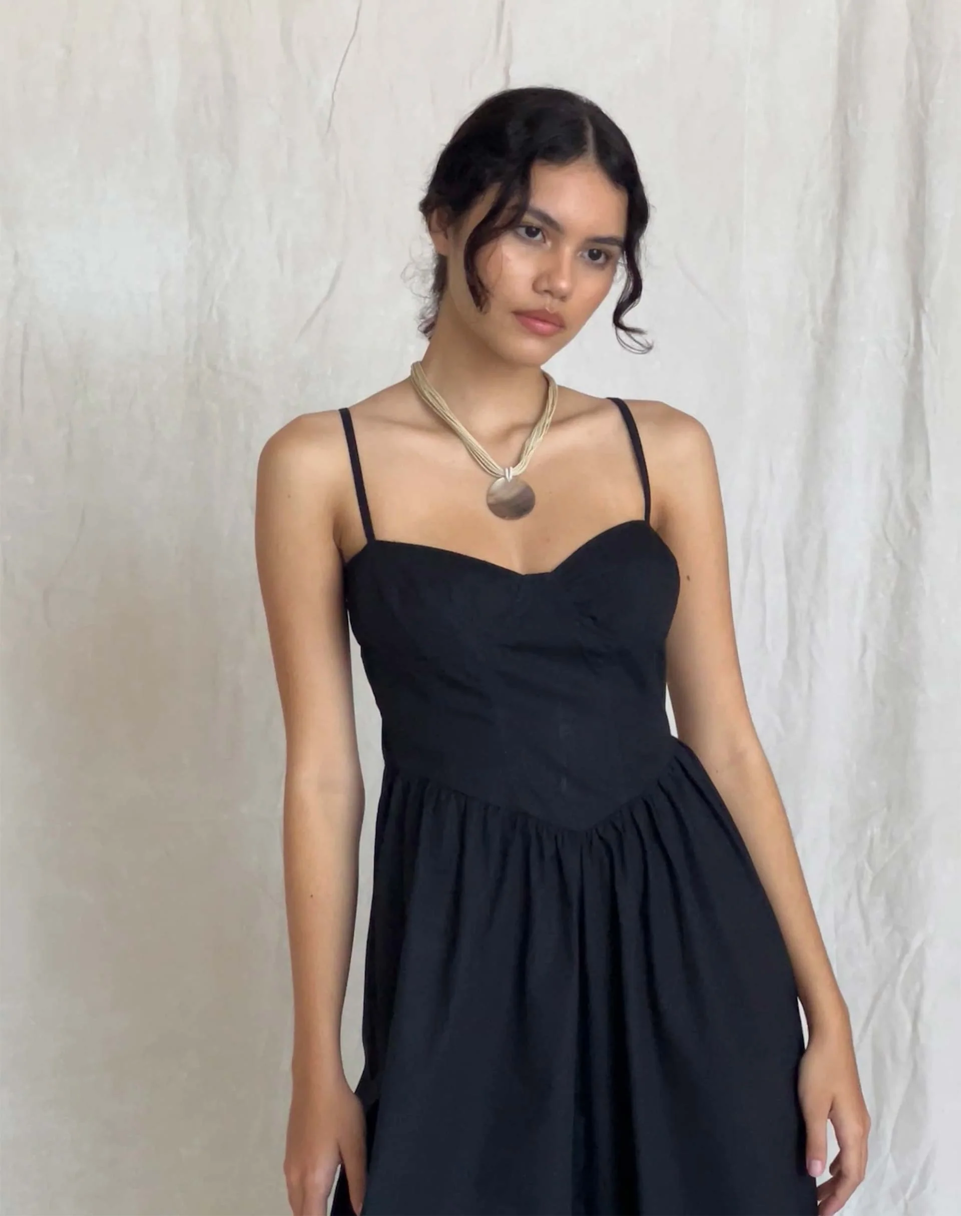 Clementine Midikleid mit Korsett aus schwarzer Popeline - Image 2