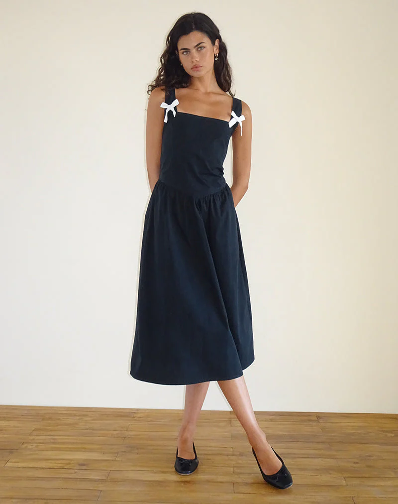Clesiel Midikleid aus Steppschuh mit weißen Schleifen - Image 3