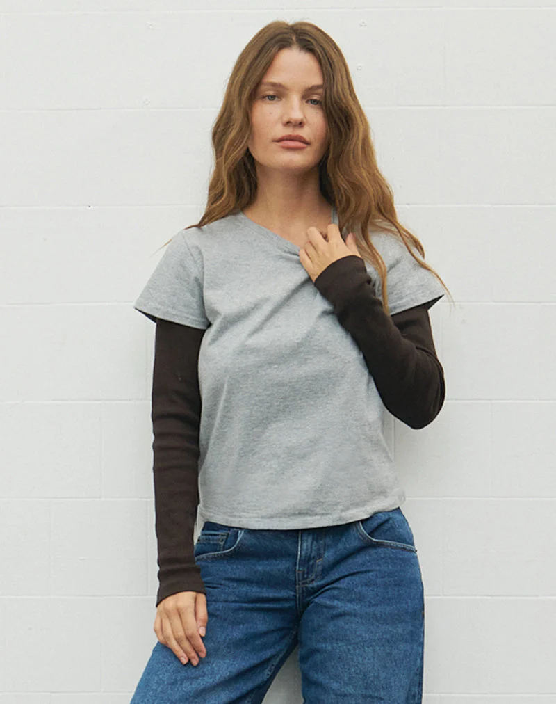 Clio Baggy Tee in Grau meliert - Image 3
