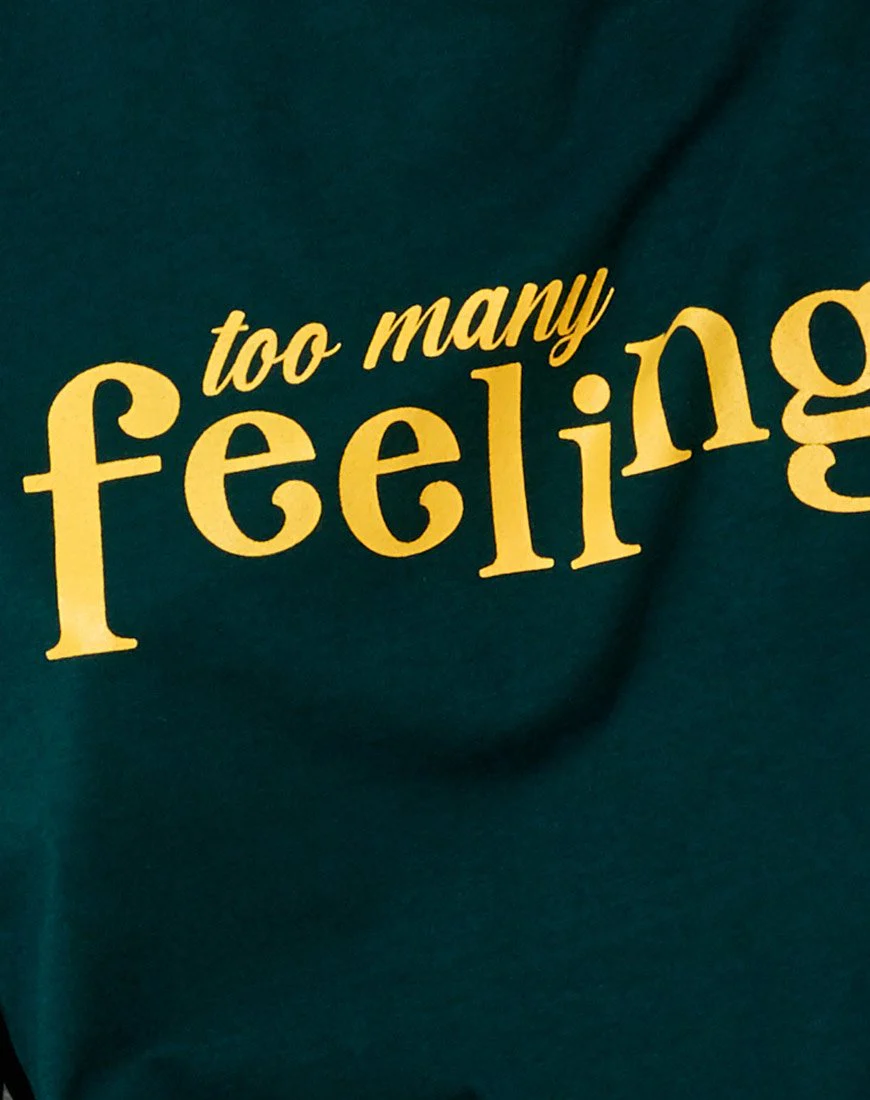 Cocoon Tee in Flaschengrün "Too Many Feelings" - Image 6