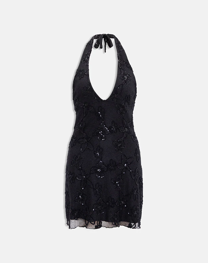 Codami Minikleid aus Paillettenstrick in Schwarz - Image 6