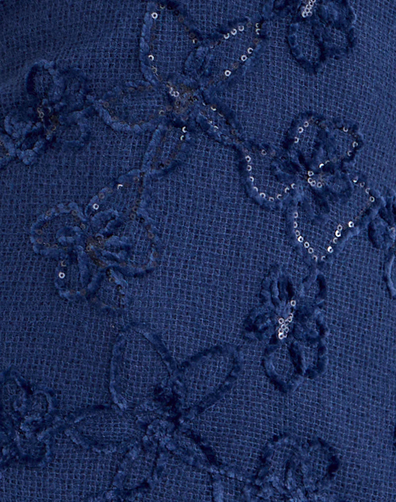 Codami Neckholder-Minikleid aus Paillettenstrick in Marineblau - Image 6