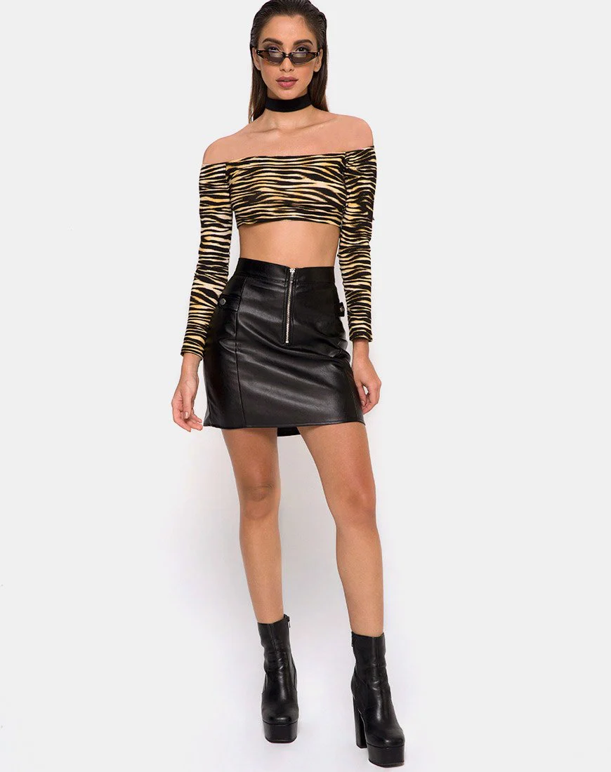 Coga Schulterfreies Oberteil in Zebrabra Brown von Zip's - Image 3