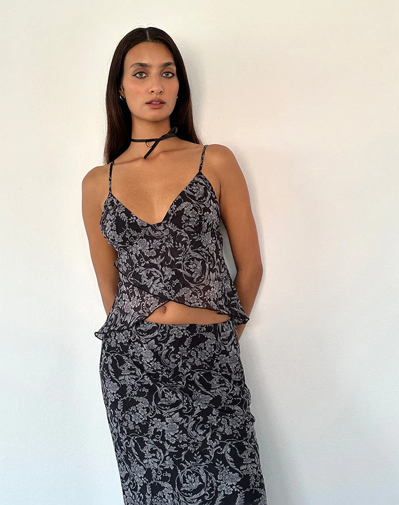 Cojira Mesh Butterfly Top in Schwarz Barock Print - Image 2