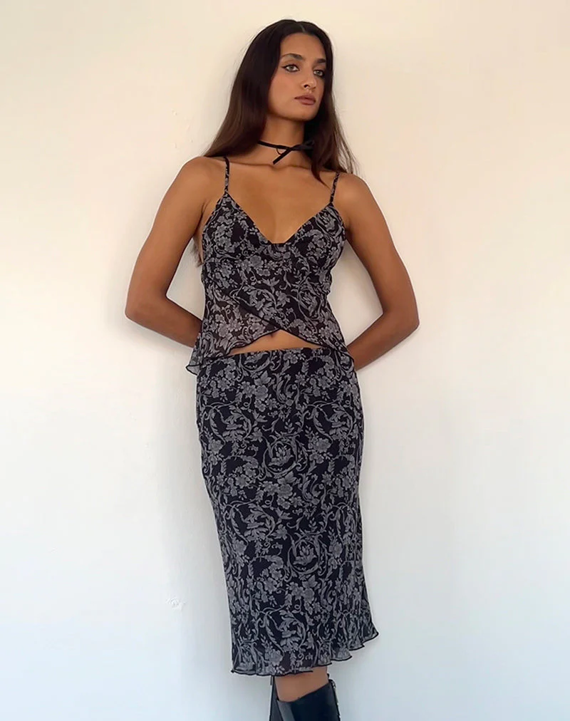 Cojira Mesh Butterfly Top in Schwarz Barock Print - Image 3