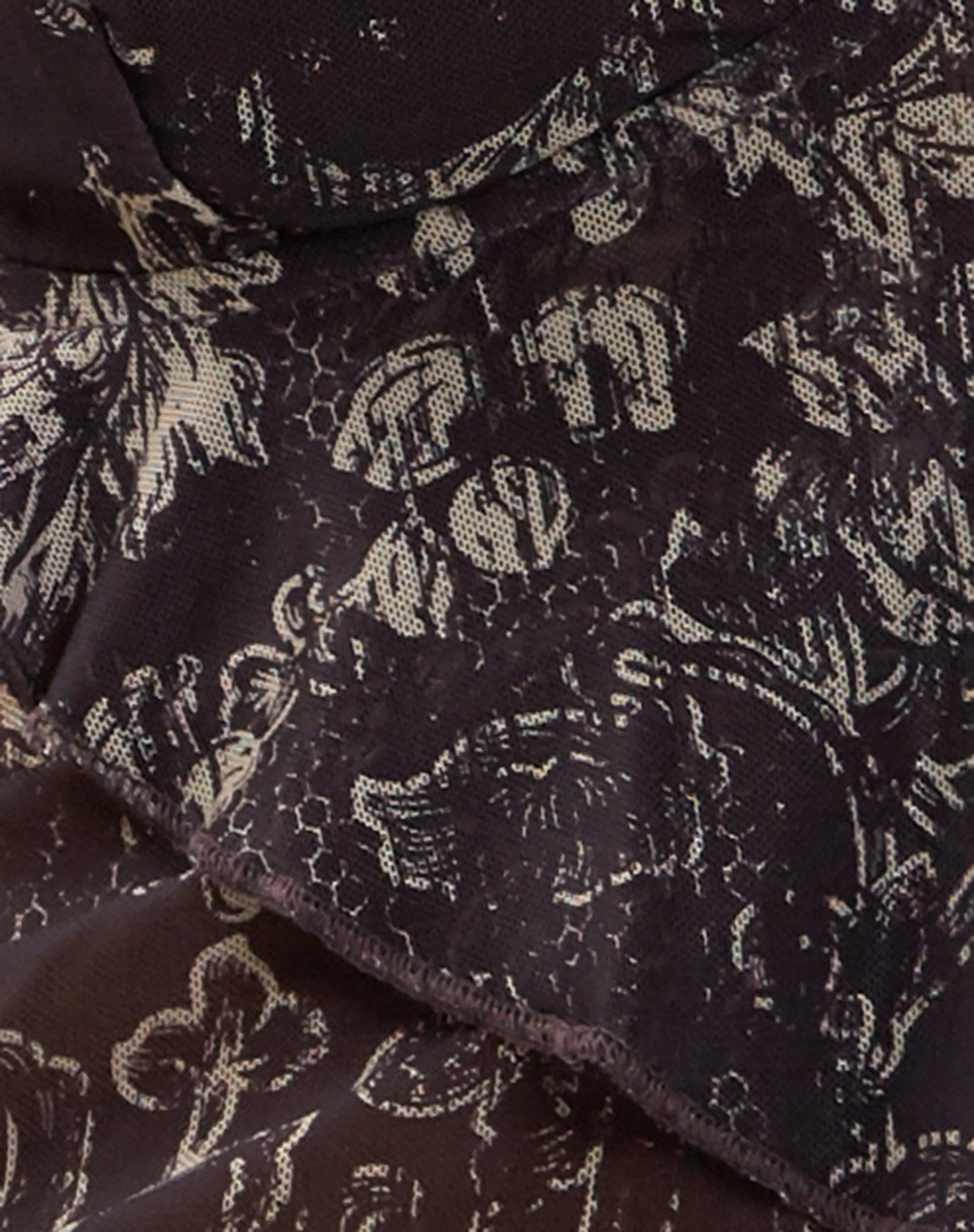 Cojira Mesh Schmetterling Top in Batik Braun Botanical Print - Image 5