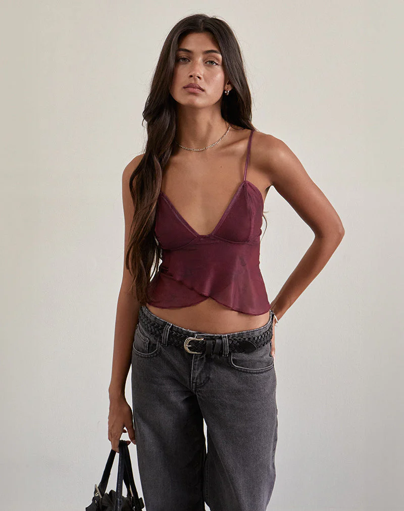 Cojira Mesh Butterfly Top in Burgund Paisley Tonal - Image 4