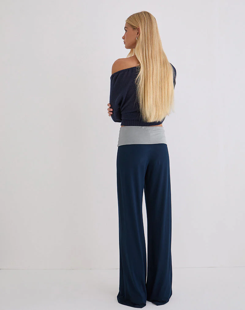Coreta-Hose mit Umschlag in Marineblau-Grau-Kombination - Image 3