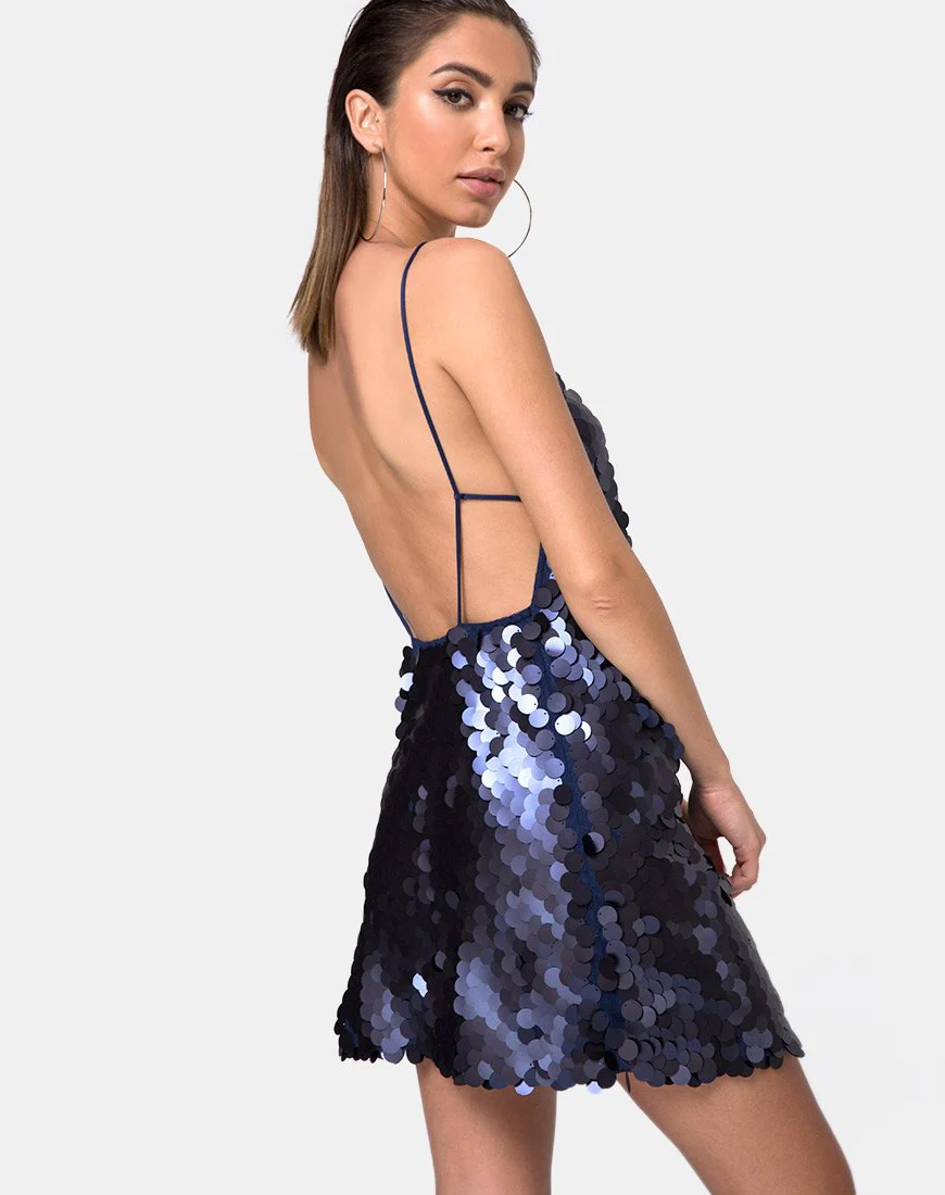 Corine Kleid aus Fischgrätenpailletten Midnight - Image 2