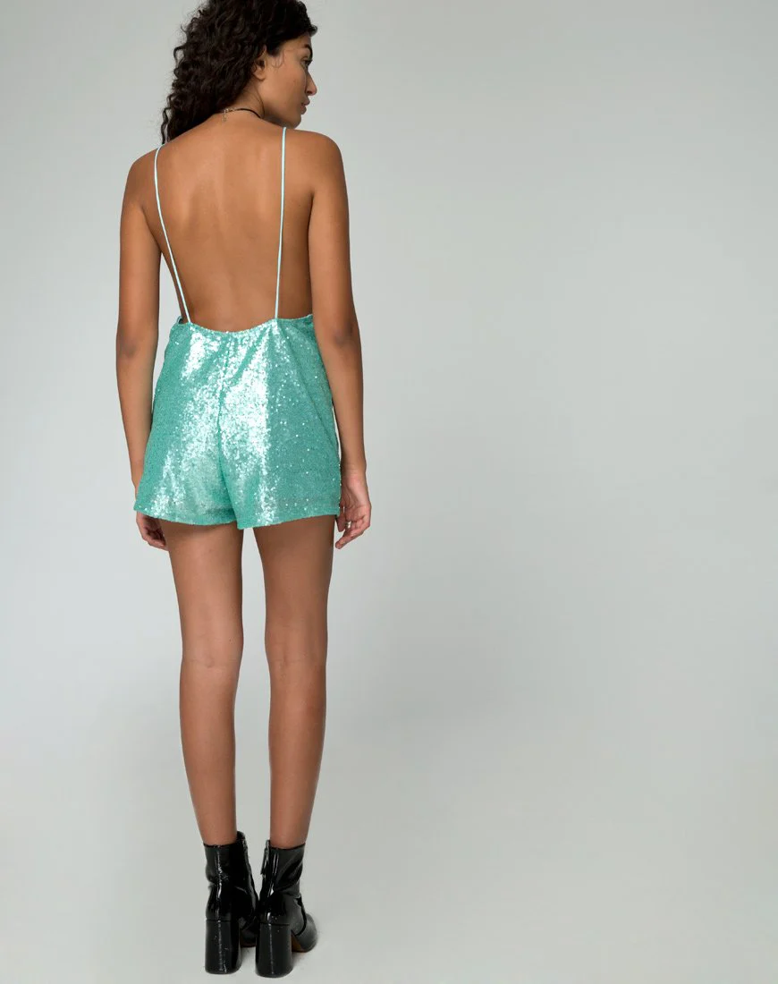 Korsika Playsuit aus Pfefferminz-Mini-Pailletten - Image 4