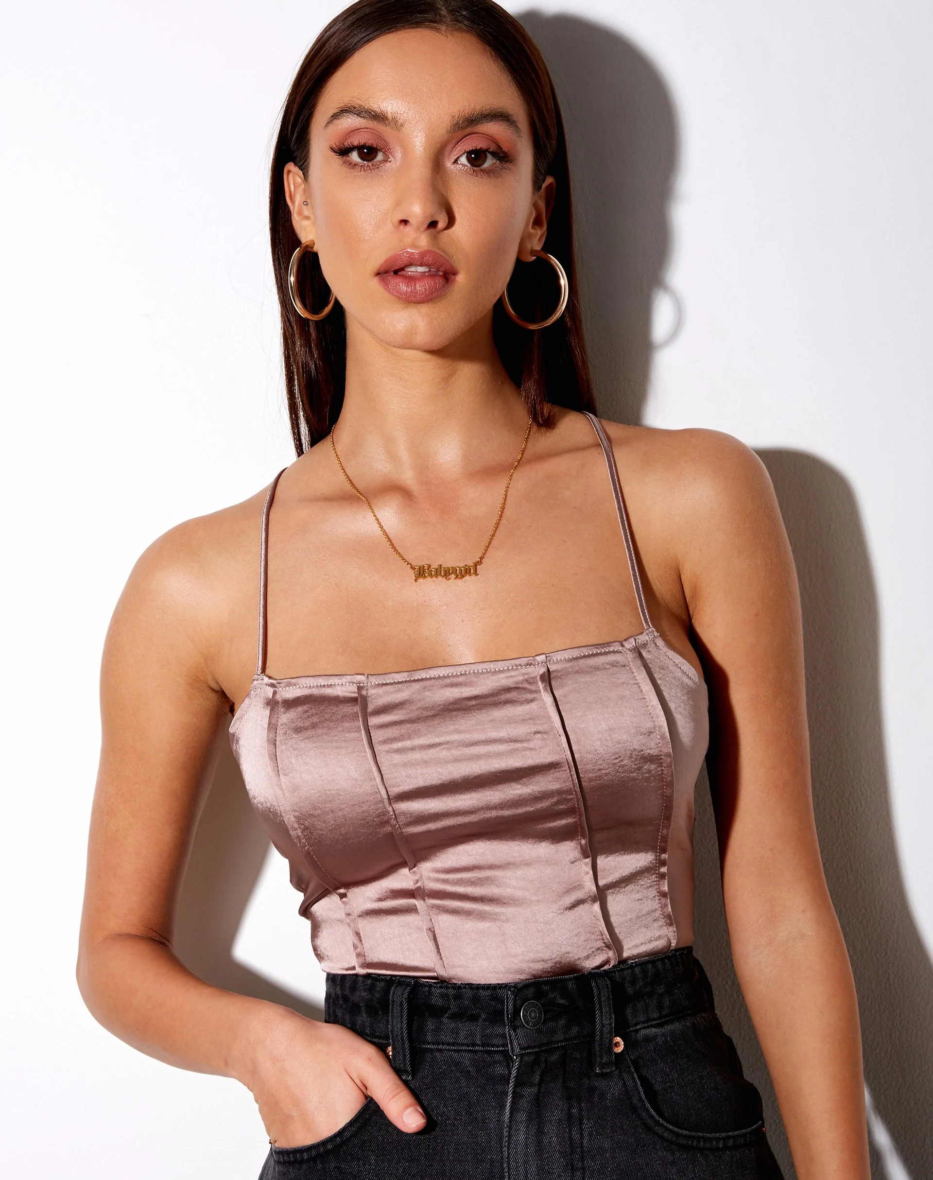 Cosey Top in Satin Champagner