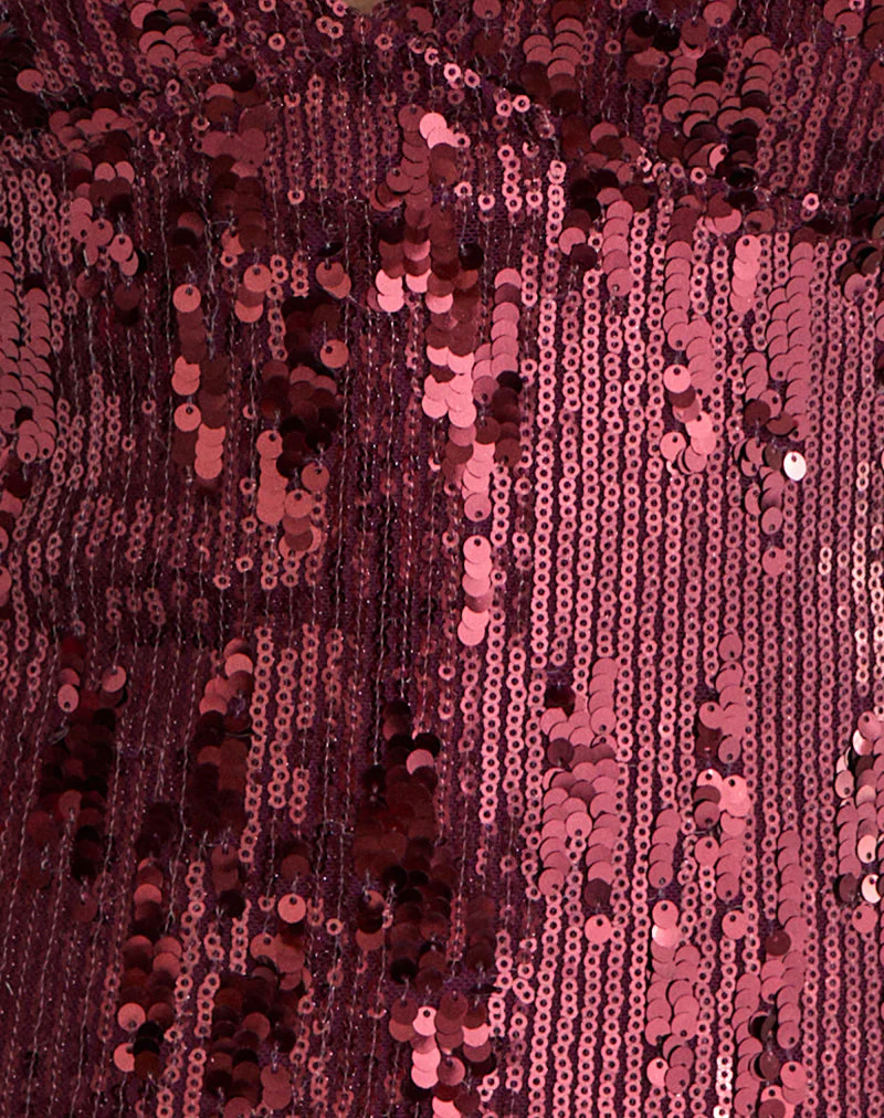 Cosio Neckholder-Top in Mix Pailletten Maroon - Image 6