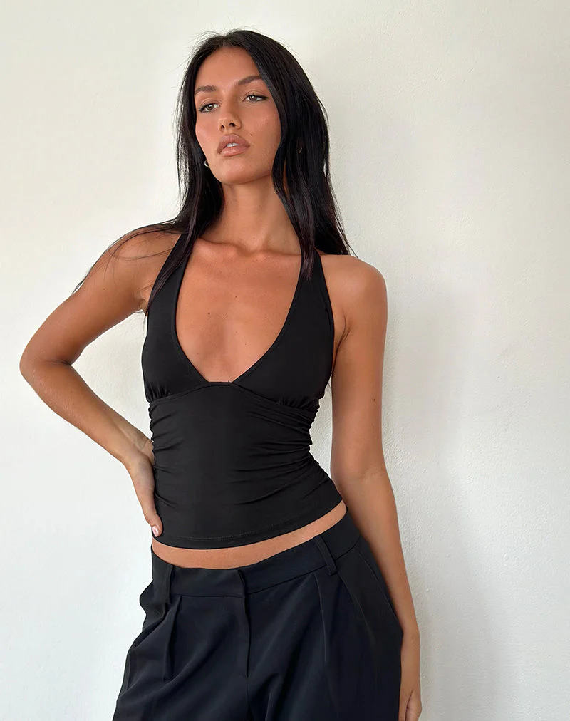Cosmo Neckholder-Top aus Jersey Schwarz