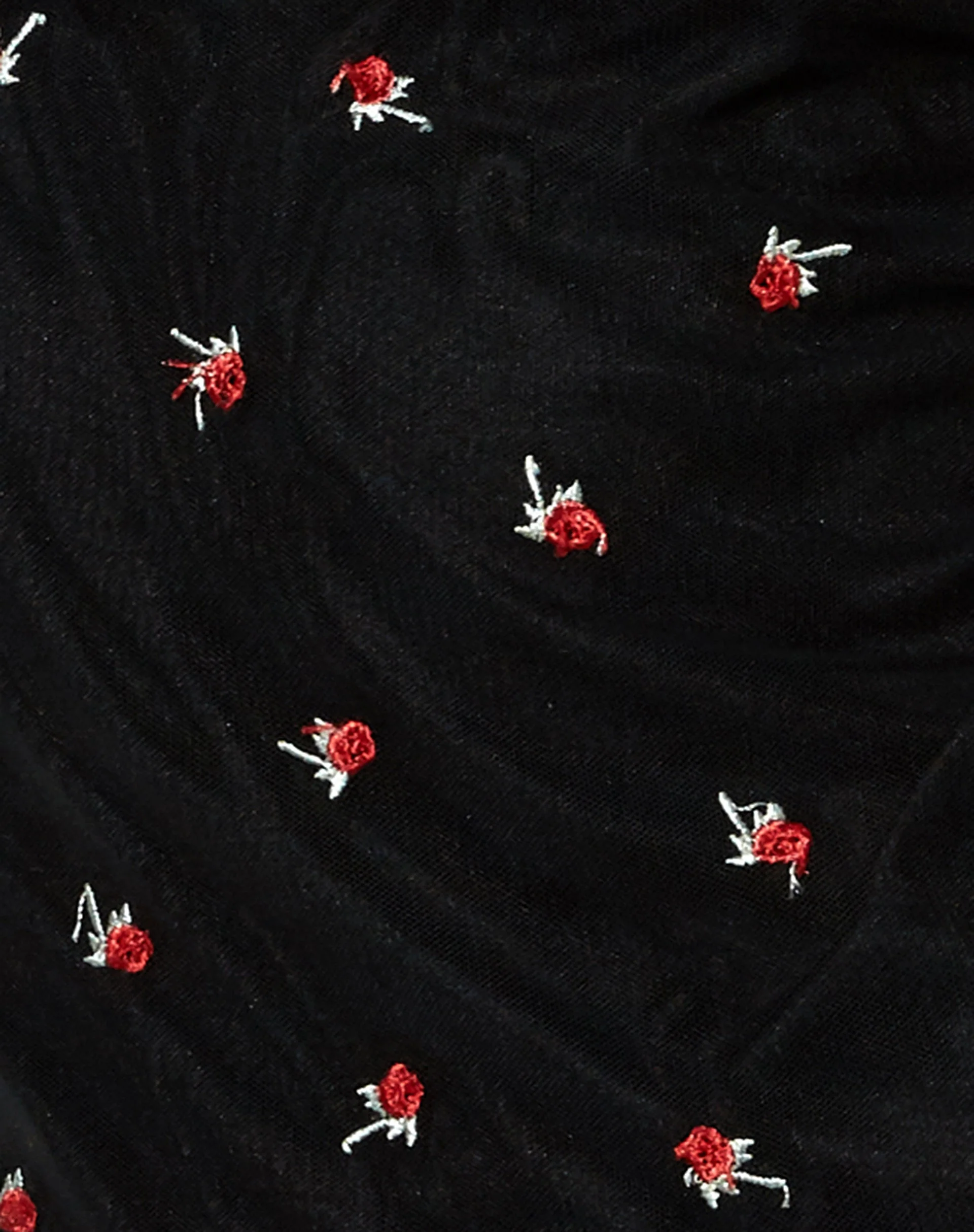 Coti Bodycon Kleid in Schwarz mit roter Rosenstickerei - Image 5