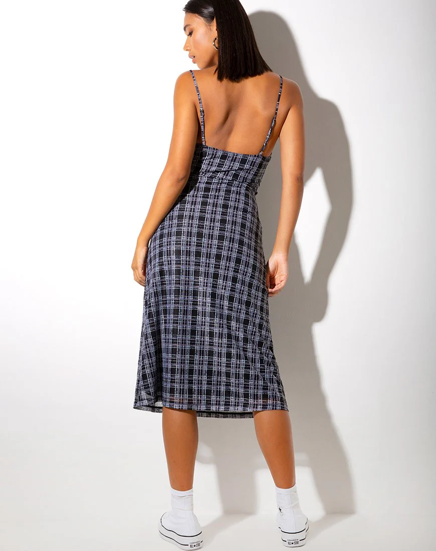Cotina Midikleid aus schwarz-weißem Tintenklecks-Karo - Image 6