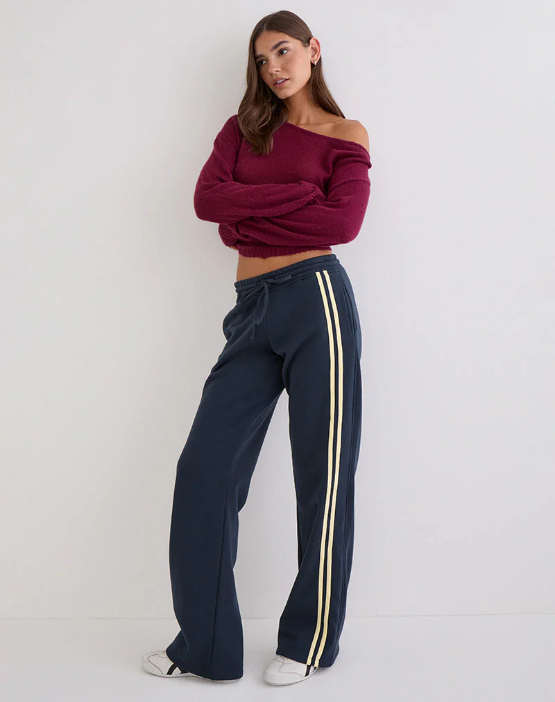 Covero Jogger in Marineblau mit buttermilchfarbenem Besatz