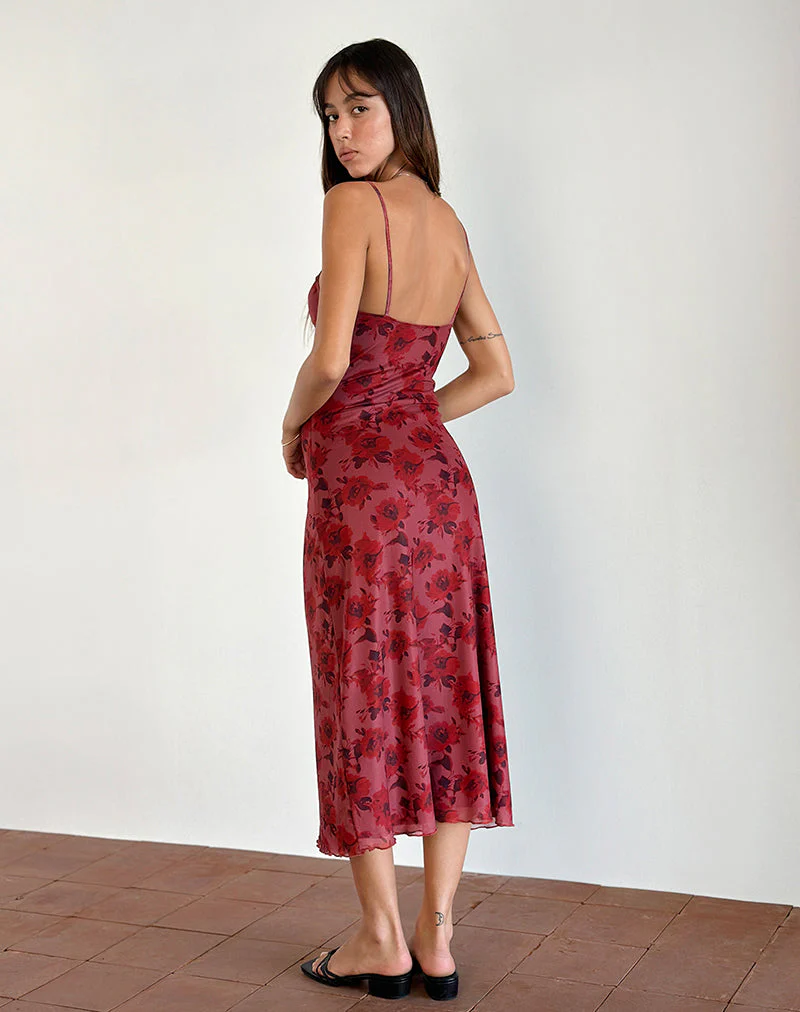 Coya Midikleid in Fairy Floral Burgundy Flock - Image 3