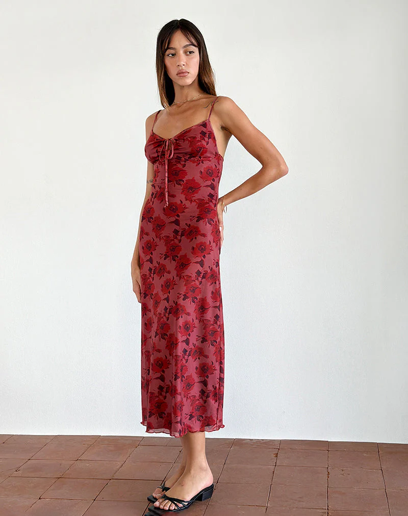 Coya Midikleid in Fairy Floral Burgundy Flock - Image 4
