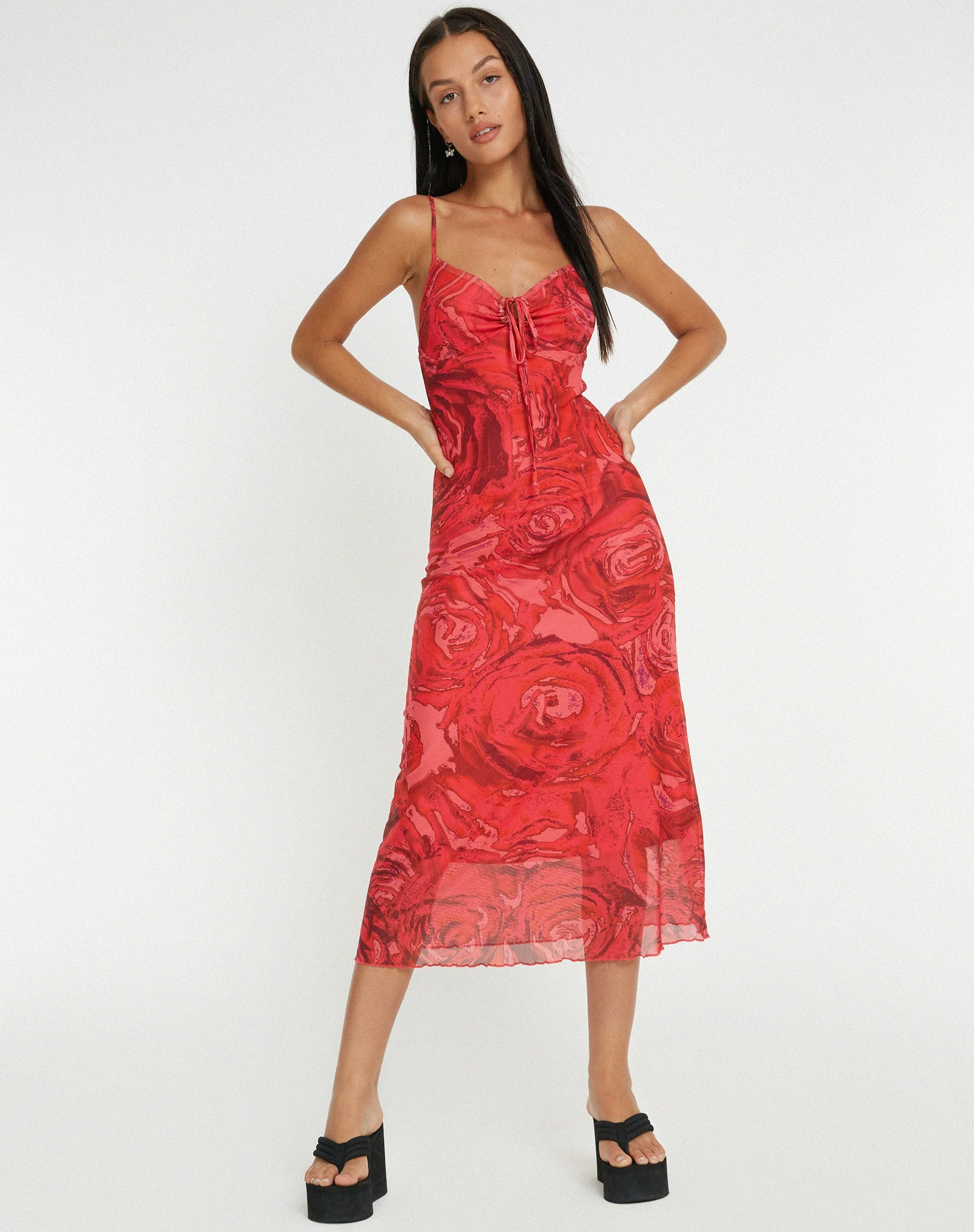 Coya Midikleid in Rosenblütenrot - Image 4