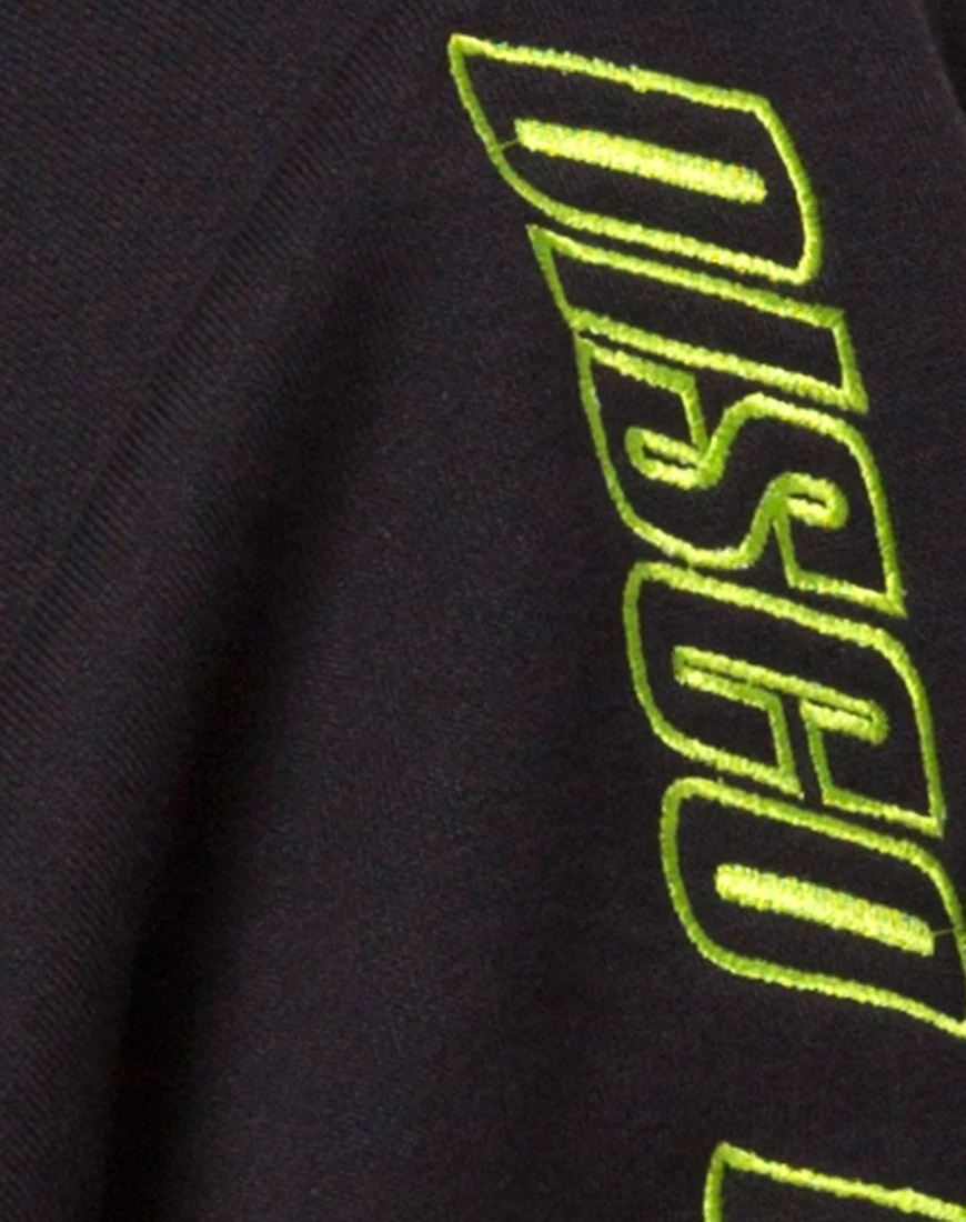 Schwarzer Cropped Hoodie mit Disco-Embro - Image 7