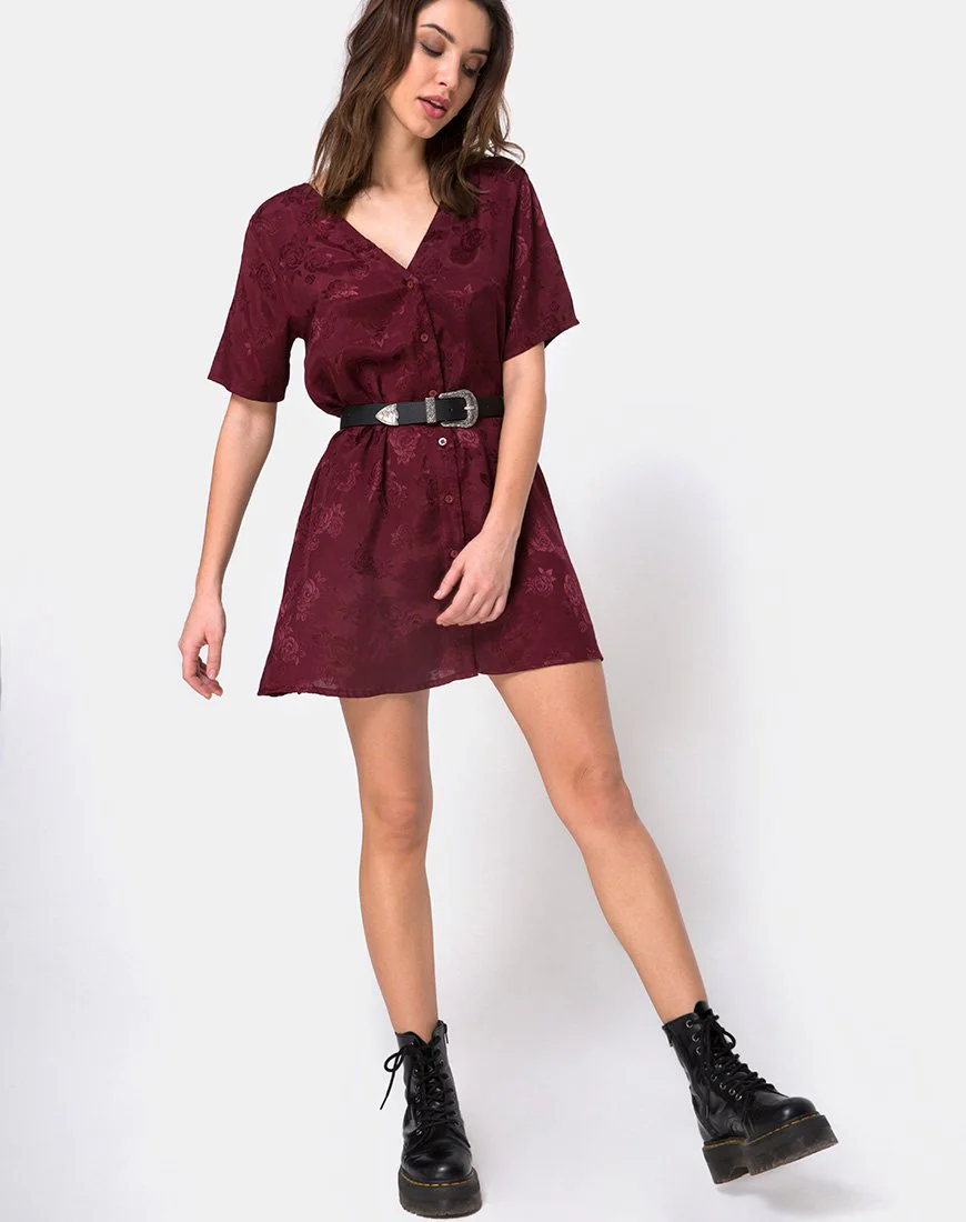Crosena Swing-Kleid aus Satin in Burgund-Rose - Image 3