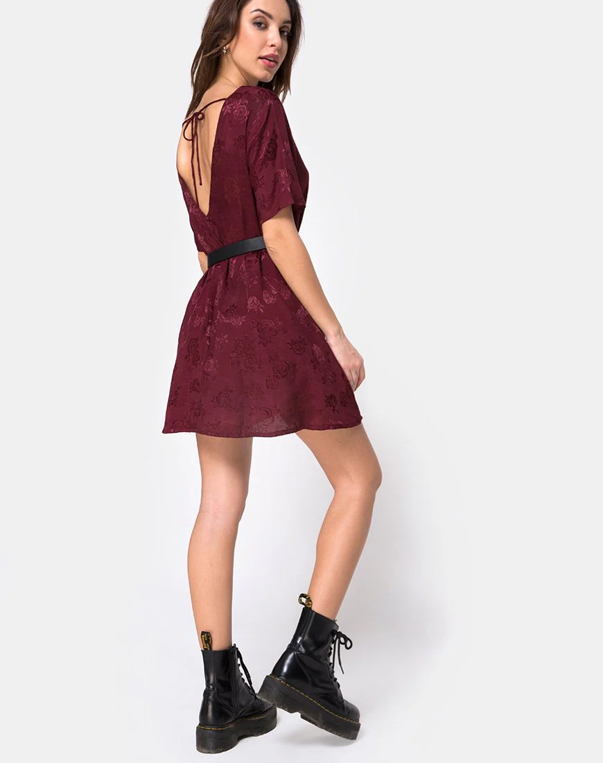 Crosena Swing-Kleid aus Satin in Burgund-Rose - Image 4
