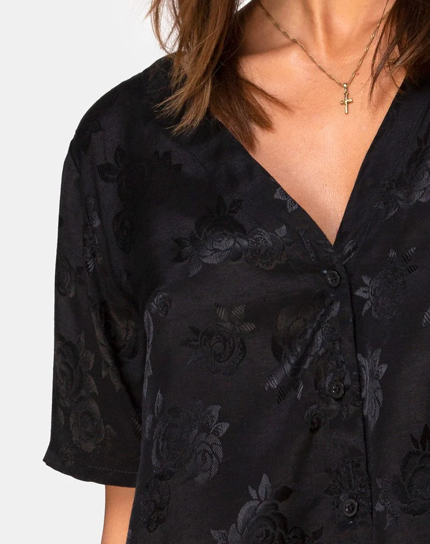 Crosena Kleid aus Satin Rose Schwarz - Image 5