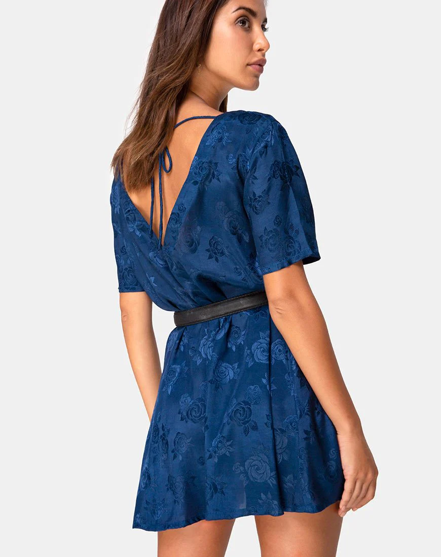 Crosena Kleid aus Satin Rose Navy - Image 2