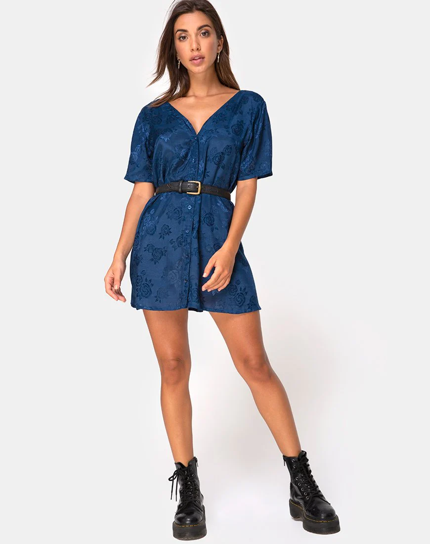 Crosena Kleid aus Satin Rose Navy - Image 3