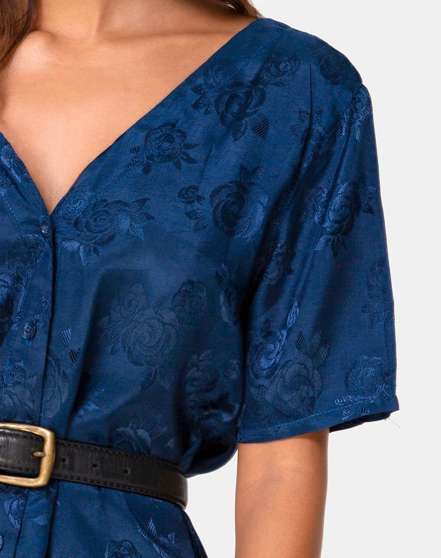 Crosena Kleid aus Satin Rose Navy - Image 5