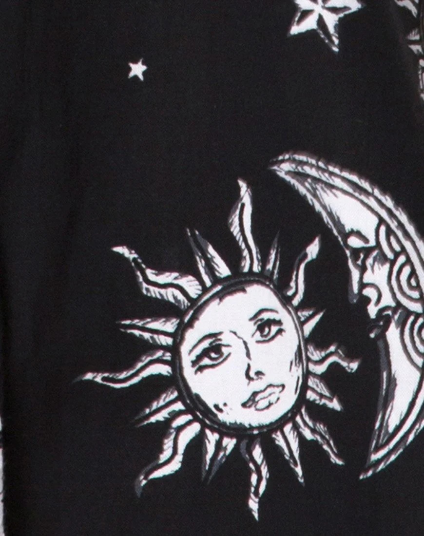 Crosena Swing Kleid in Sonne Mond Sterne BW - Image 5