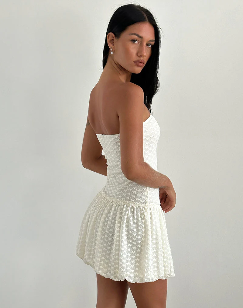 Cryolan Bandeau-Minikleid aus elfenbeinfarbener Herzspitze - Image 5