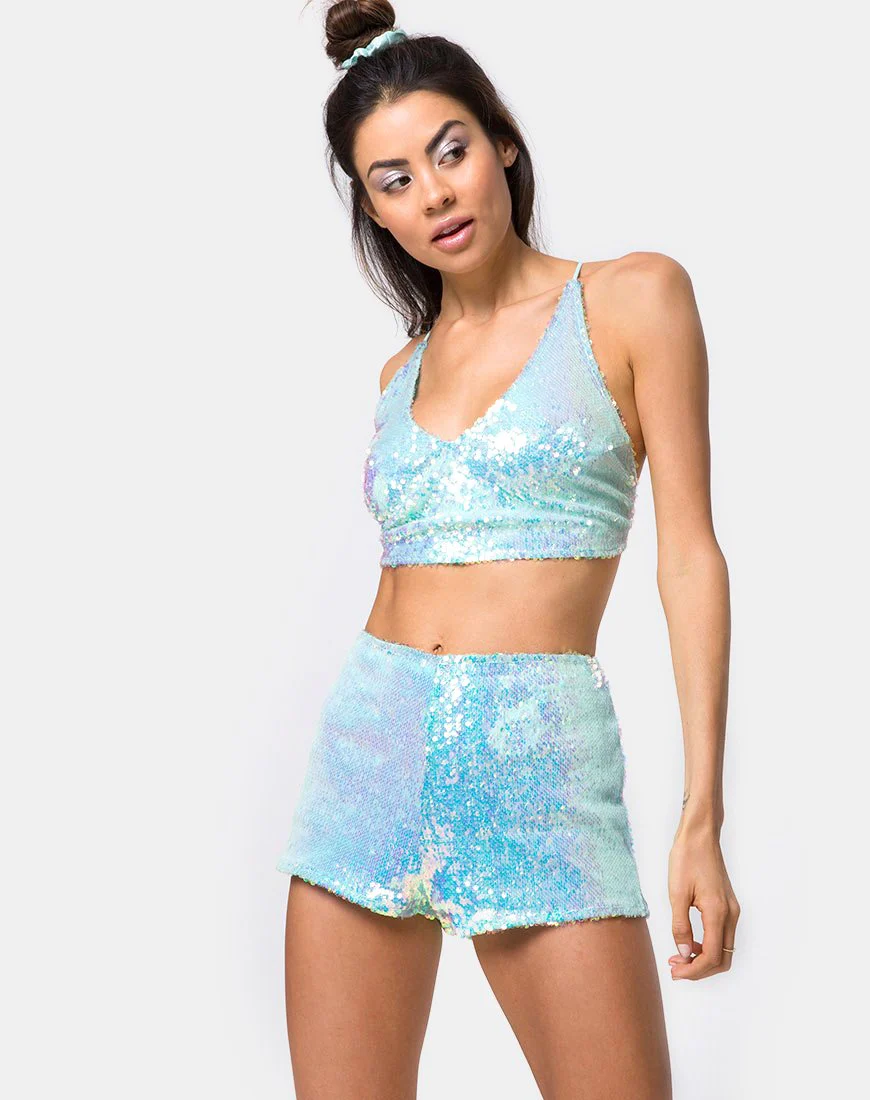 Crystal Short in Fishcale Pailletten Candy Unicorn