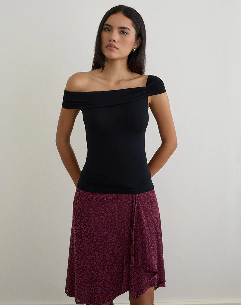 Cuthbe schulterfreies Twist-Top in Schwarz - Image 3