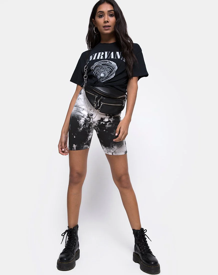 Cycle Short in Mono Tie Dye schwarz und weiß - Image 3