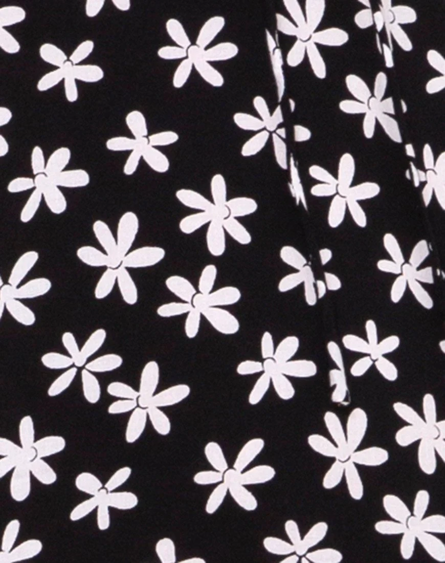Cypress Midikleid in 90er Jahre Daisy Schwarz und Weiß - Image 5