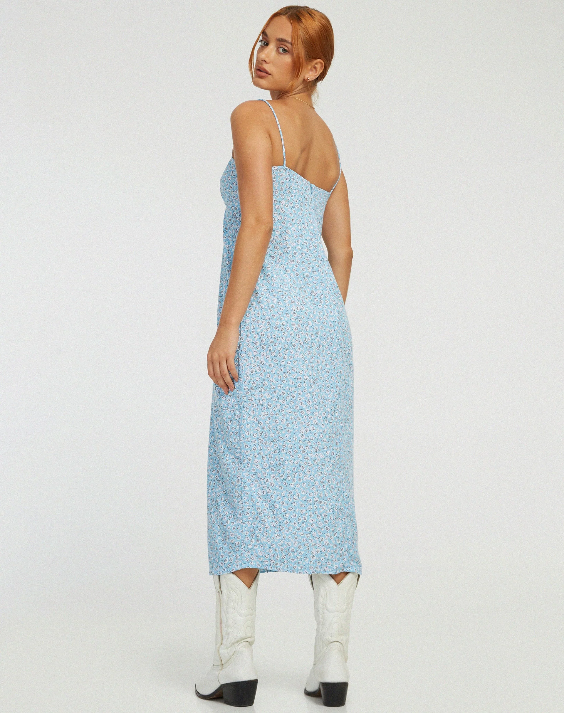 Cypress Midikleid in Ditsy Rose Blau - Image 2