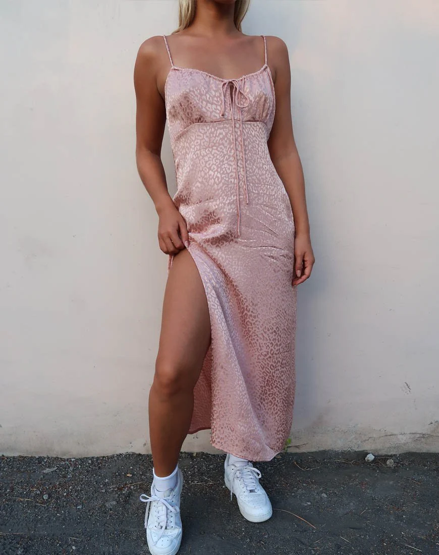 Cypress Midikleid aus Satin Cheetah Dusty Pink - Image 2