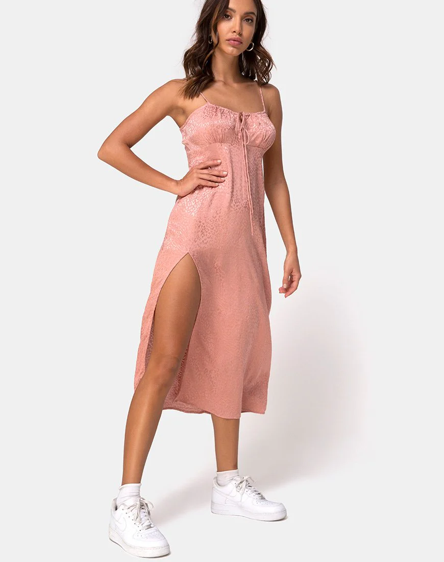 Cypress Midikleid aus Satin Cheetah Dusty Pink - Image 4
