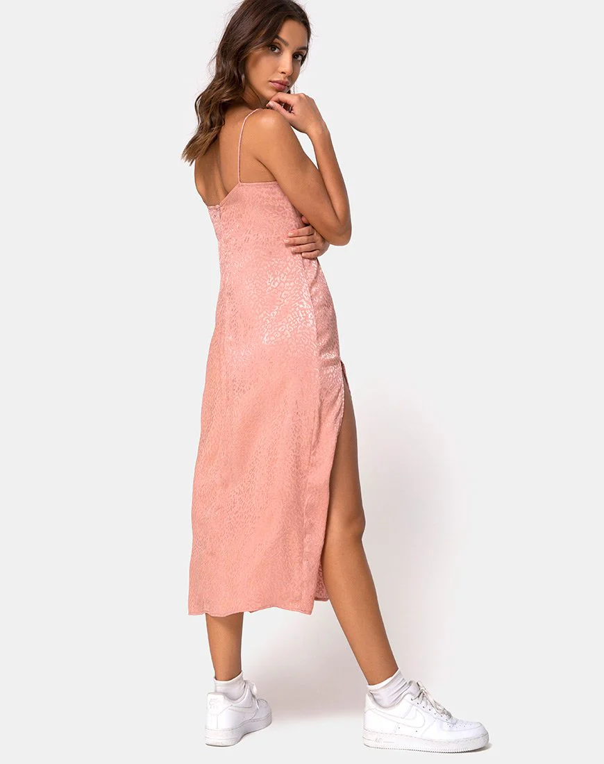 Cypress Midikleid aus Satin Cheetah Dusty Pink - Image 5